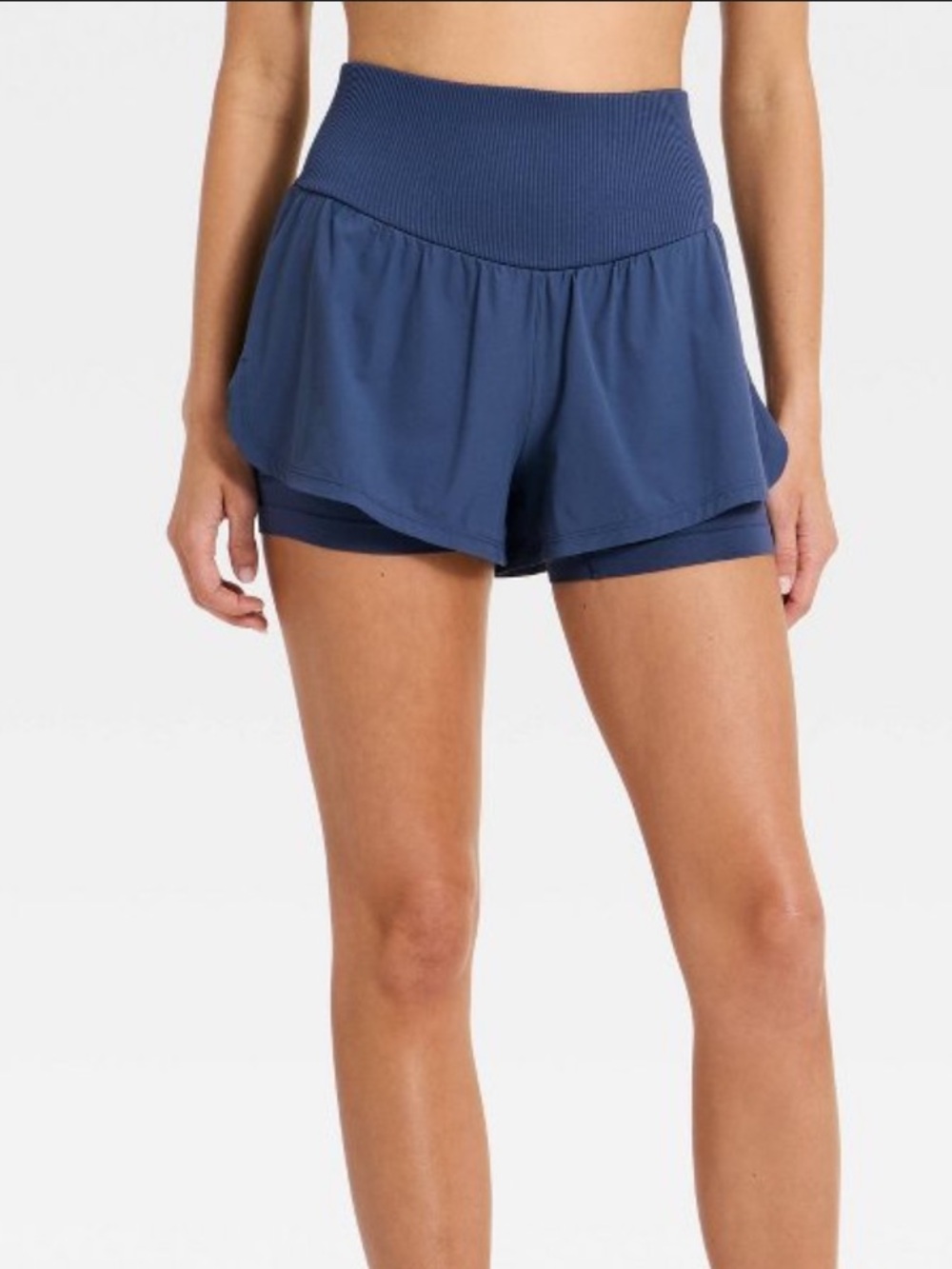 NWT New Women's Navy Athletic Skort Shorts with Built-In Biker Shorts Pilates - Picture 3 of 14